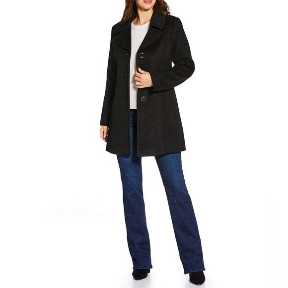 Michael Kors Wool Blend Notch Lapel Button Front Peacoat - Picture 1 of 6
